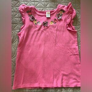 Pink Kids Shirt and Shorts with Butterfly Embroidery
